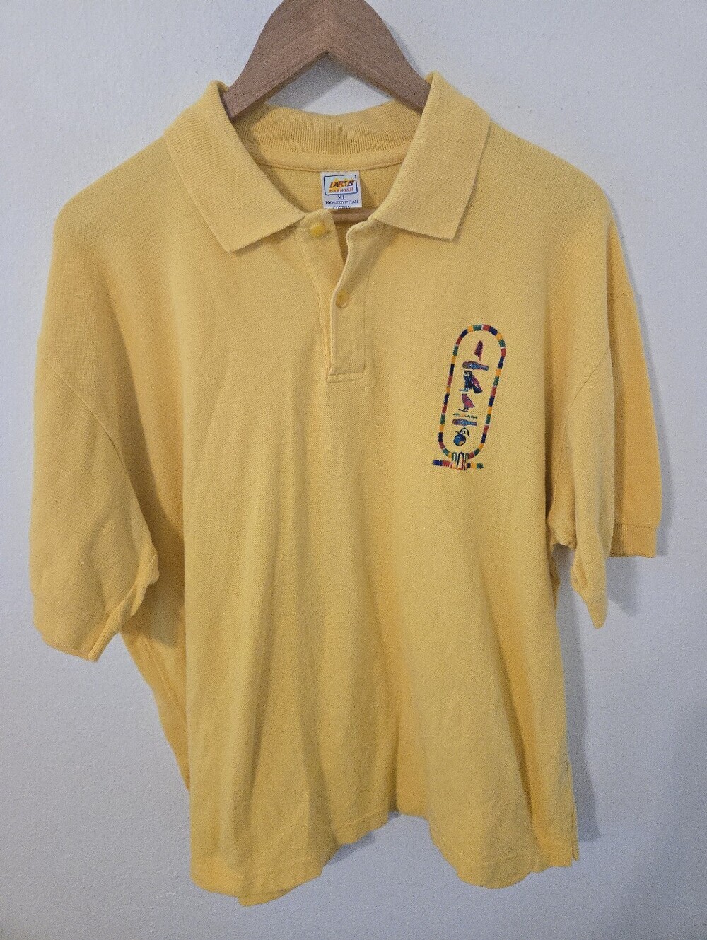 EGYPTIAN Darwish Cartouche Hieroglyphics Polo Shirt Mens XL Embroidered Egyptian